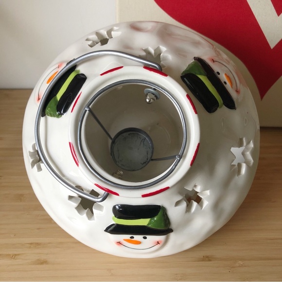 Snowman Christmas Tealight Ceramic Lantern Holiday Decor - Picture 6 of 10